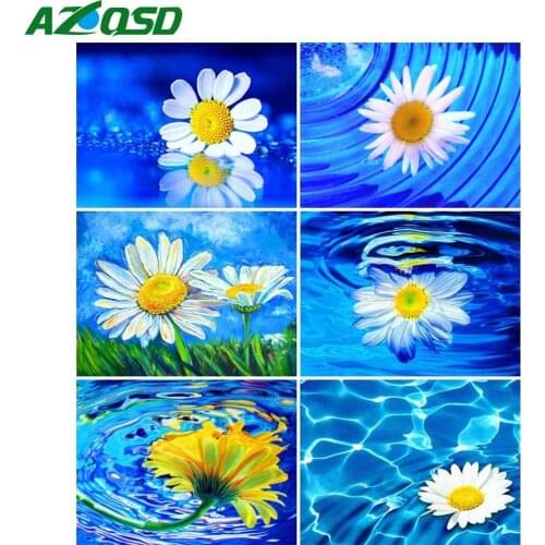 AZQSD Diamond Embroidery Daisy Mosaic Full Drill Diamond Painting Flower Cross Stitch Rhinestones Handicraft Home Decoration