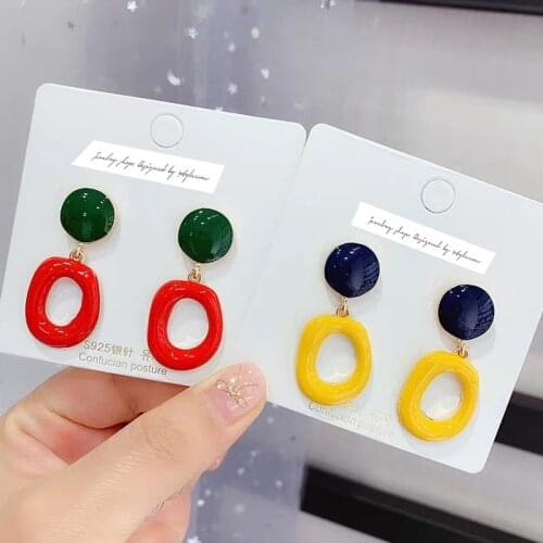 BUDROVKY 2020 New Style Earrings Candy-Colored Sweet Multi-Color Drop Oil Cute Ear Stud Ear Pendant Ear Rings