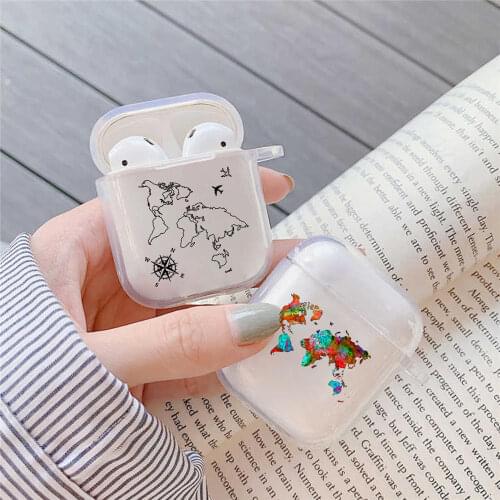 World Map Travel Just Go Wireless Earphone Charging Cover Bag for Apple AirPods 1 2 Pro Cases Bluetooth Box Headset Protective