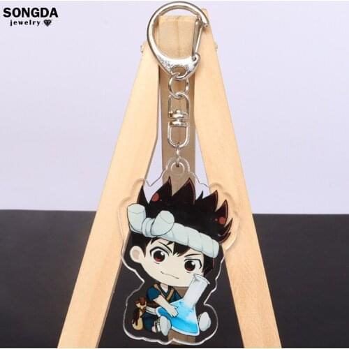 Dr.Stone Keychain Senkuu Ooki Taiju Asagiri Gen Kohaku Chrome Anime Cartoon Figure Acrylic Keyring Bag Hanging Teens Fans Gift