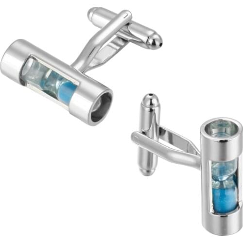 DY High quality copper material silvery round sky blue hourglass Cufflinks fashion mens French shirt cuff links