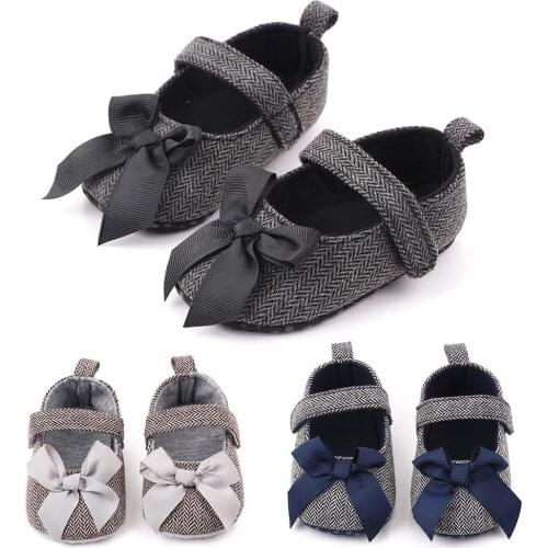 Bowknot Breathable Cotton Cloth Anti-Slip Girls Baby Toddler Prewalker Shoes