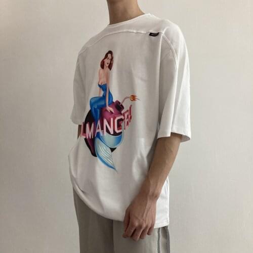 Palm Angels Angel Los Angeles skateboard European American short-sleeved retro mermaid mid-sleeve oversized T-shirt 7489745615