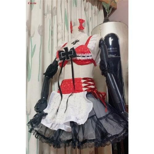 Hot Game Azur Lane Prinz Eugen Cosplay Costume Lovely Red Maid Outfit Anime Expo Activity Party Role Play Clothing Custom-Make