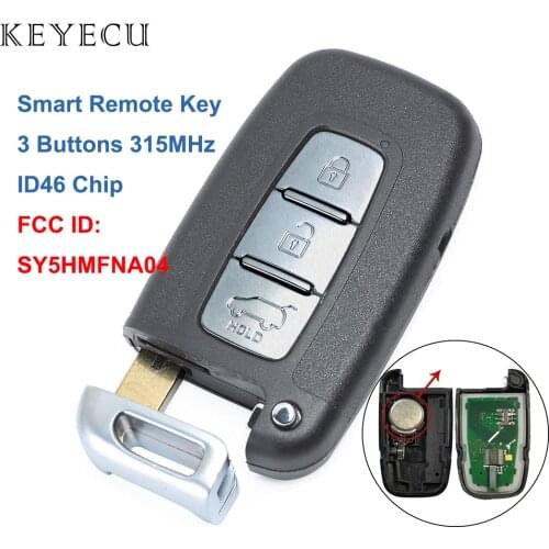 Keyecu Smart Remote Key - 3 Buttons& 315MHz& ID46 Chip - FOB for Hyundai Accent Sonata Genesis for Kia Optima FCC ID: SY5HMFNA04