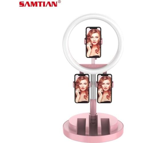 SAMTIAN Ring Lamp 11inch Ring Light With Stand Installable 3 Phone Dimmable Ring Light For YouTube Live Light Ring Fill Light