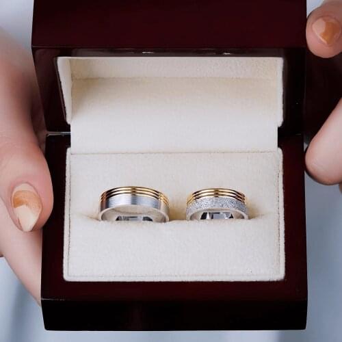 SILVERFONI 925 Sterling Real Silver Wedding Rings Set For Men And Women Jewelry Hand Made Anniversary Gift New Season Gold Plate