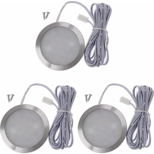 Round 12V Display Cabinet LED Light Furniture Wardrobe Counter Shelf Lamp