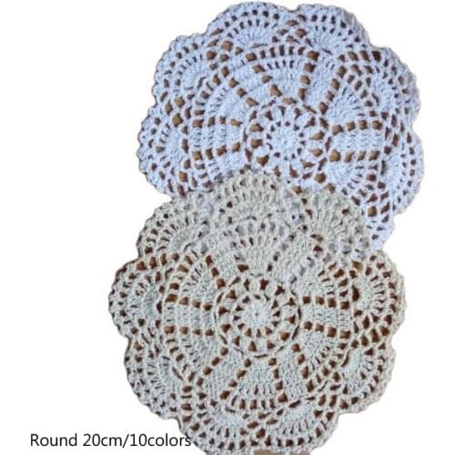 Round lace cotton table place mat crochet coffee placemat pad Christmas glass drink coaster cup mug tea dining doily kitchen