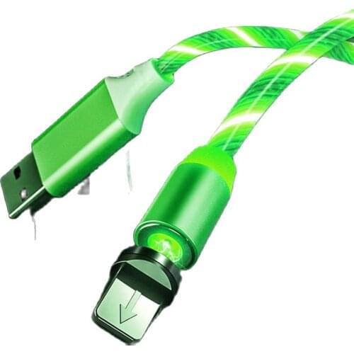 Colorful 1m Magnetic Flowing Light LED Cable Micro USB Type C Charging Wire Cord For Huawei Samsung Android Phone Charger Cables