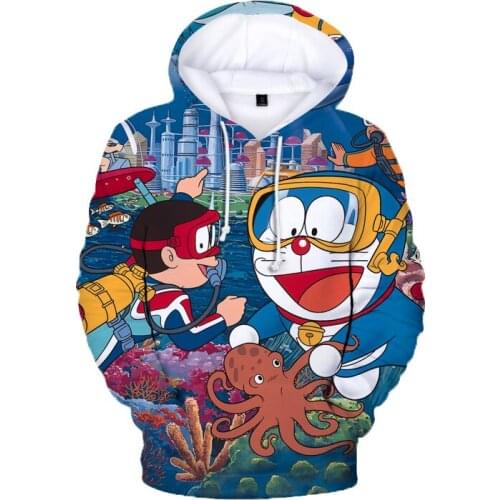 Kawaii Anime Doraemon Print Men/women 3D Hoodies harajuku Sweatshirts Kids Comic Doraemon Hip Hop Pullovers Oversized Hoodies