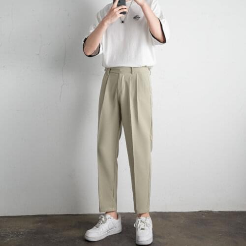 2021 Mens Formal Trousers Fashions Casual Pants Straight British Green/black/khaki Color Slim Fit Classic Business Suit Pants