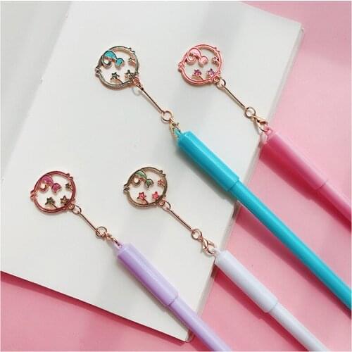 4pcs cat&star Pendant Gel Pen Set 0.5mm Black Color Ink Pen for Writing Gift Novelty Stationery School Supplies EB539