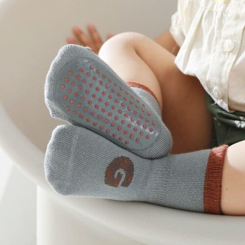 Newborn Infants Anti Slip Long Sock With Inscriptions Print Toddler Spring Children Boy Girl Cute Non-slip Sock Baby Accessories
