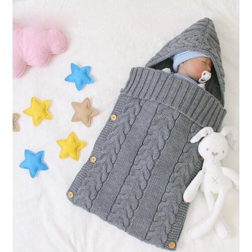 2020 New Autumn Winter Newborn Baby Boy Girl Knit Sleeping Bag Clothes Infant Baby Pure Color Hold Blanket