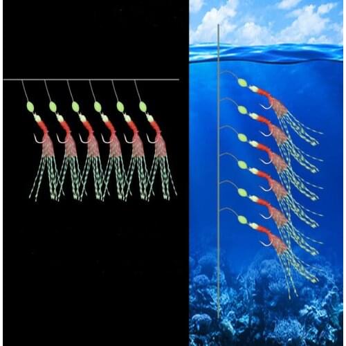 1Set/Bag New Arrival String Hooks with 6 Fishhooks for Carp Fishing Pesca Luminous Combination Fishing Hooks