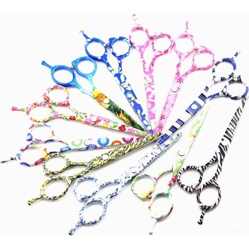 Professional Japan 440C 5.5 inch color grilled paint hair scissors cutting scissor barber shears scisors hairdressing scissors