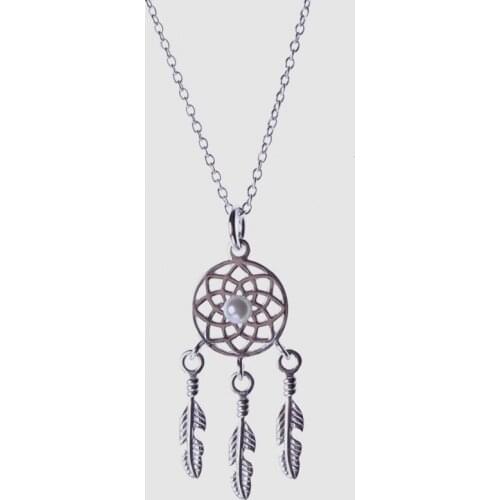 Amorita boutique silver925 gold and silver color dreamcatcher necklace collarbone chain necklace