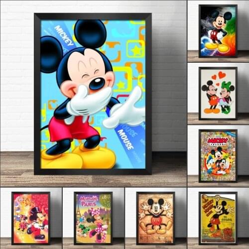 Disney Comics Poster Mickey Mouse and Donald Duck Canvas Painting Wall Art Poster Pictures for Kids Room Home Decor NO FRAME