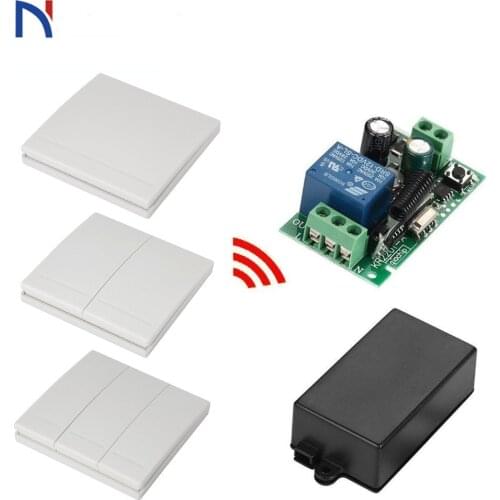 Remote Control Switch Receiver AC 85V 110V 220V 1CH 1 Channel Bedroom Lights 433.92MHz Wireless Wall Panel RF Button Transmitter