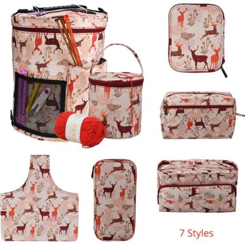 Looen 7 Styles Empty Knitting Bag Yarn Storage Crochet Bag For Crochet Hook and Knitting Needle Sewing Tools Accessories For Mom