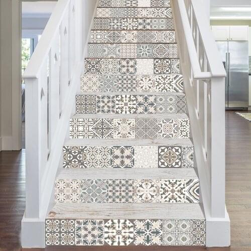 Retro Nordic Patte Staircase Sticker For To The Second Floor Decorative Art Wall Decals Peel & Stick Removable Vinly Wallpaper