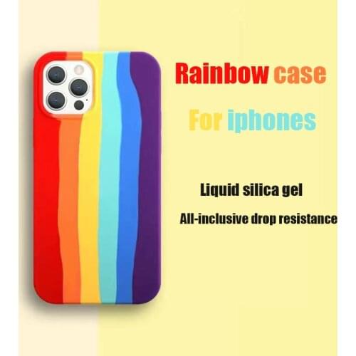 Luxury Rainbow Silicone Case For Apple IPhone 12 Pro Max 11 7 8 Plus Mini XS MAX XR Gradient Color Original Official Brand Cover