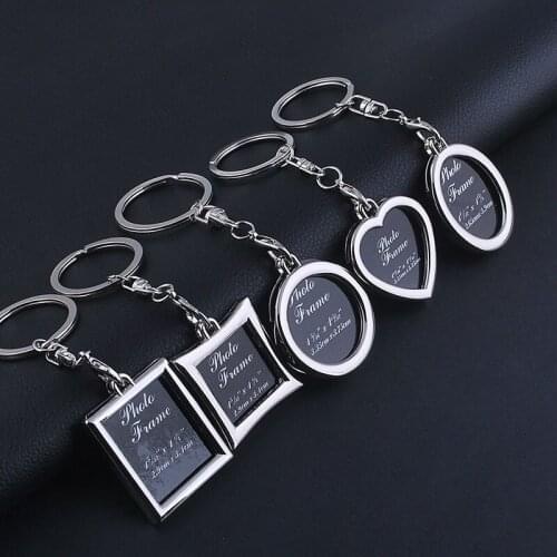 Cute DIY Insert Photo Picture Frame For Women Men Fashion Mini Heart Round Styles Keyring Car Keychain Key Jewelry Loves Gift