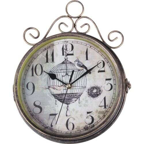 Antique Outdoor Garden Wall Station Clock Double Sided Cockerel Vintage Retro Home Decor