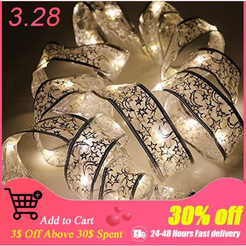40 LED 4m Fairy Lights Strings Cooper Wire Ribbon Bows Lights Christmas Lamp for Party Weddings Holiday Xmas Tree Decorations
