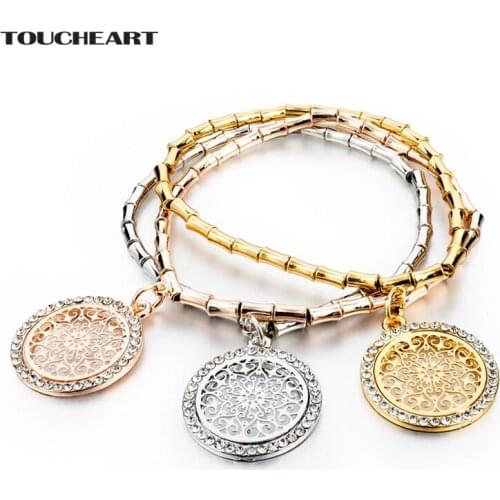 TOUCHEART Ethnic Openwork Carving Gold Chain Bracelets & Bangles For Women Jewelry Crystal Wedding Link Bracelet Femme SBR140632