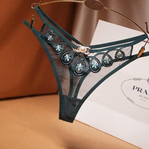 Fashion Lingerie Hollow Perspective Panties Low Waist Erotic Underwear Panties for Sex Ladies Lace Flower Embroidery G-string