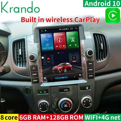 Krando Android 10.0 10.4"car radio For Kia Forte 2008-2014 tesla style vertical screen car dvd player gps navigation 6+128GB