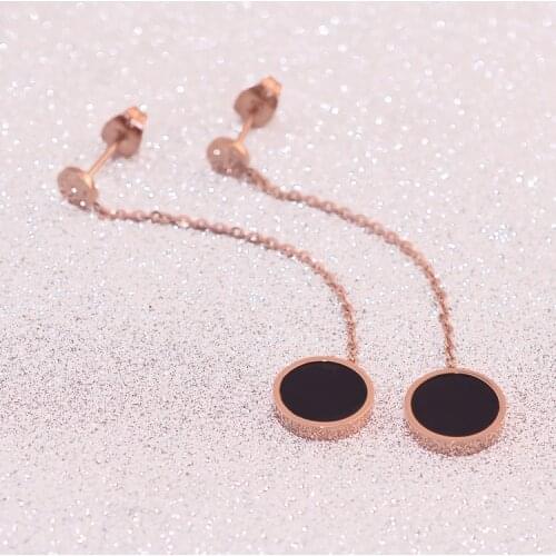 YUNRUO New Arrival Fashion Personality Round Pendant Earring Titanium Steel Jewelry Rose Gold Color Woman Gift Free Shipping 024