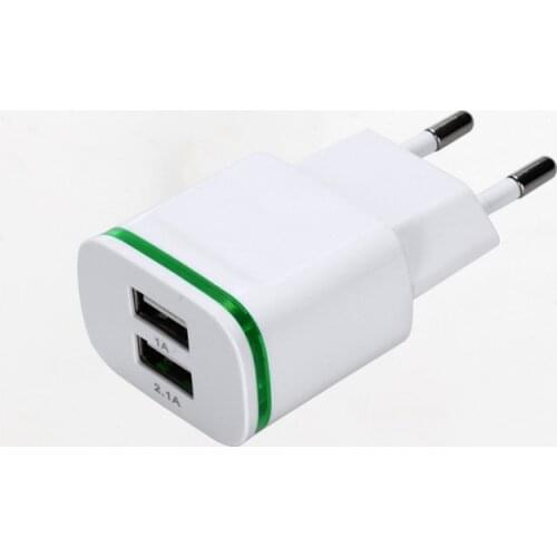 2 USB Ports US EU Plug Charger with LED Light DC 5V 2.1A Output Power Adapter Used for iPhone iPad Samsung Mobile Phones Tablets