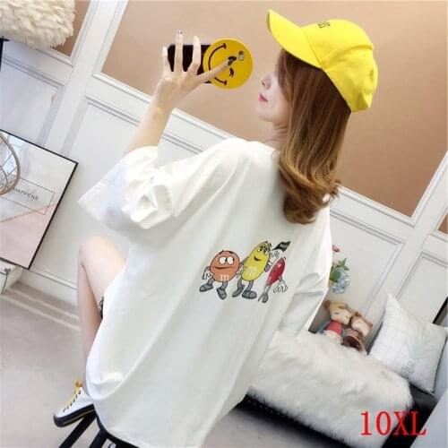 Large size womens T-shirt large size 7XL 8XL 9XL10XL summer round neck short sleeve loose large size black white T-shirt top