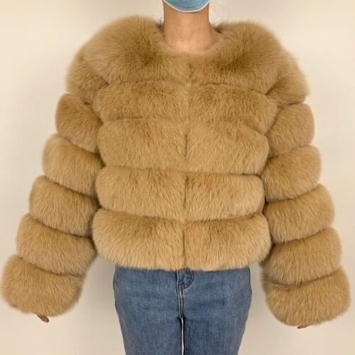 2021 Real Fur Coat Winter Jacket Women Natural Fox Fur Thick Warm Streetwear Outerwear Parka Casual Long Sleeve