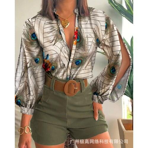 Womens 2021 new summer printed casual shirt
