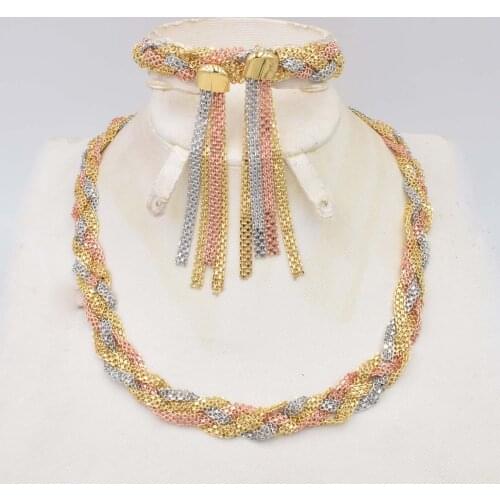 High Quality Big flower Dubai Italy 750 Gold color Jewelry BIG Set For Women african beads jeweLry fashion set earring jewelry