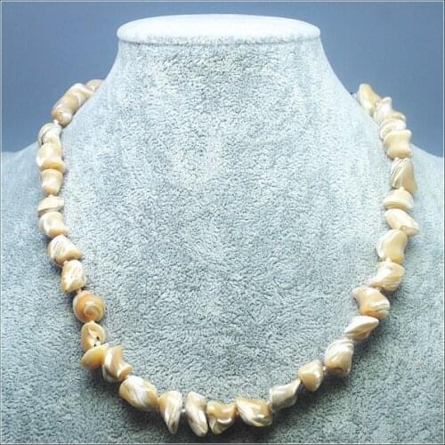 Knotted Sea shell Chokers Necklace Nature pearl size 10-15mm length 45cm for simple jewelry ornaments handmade women jewelry