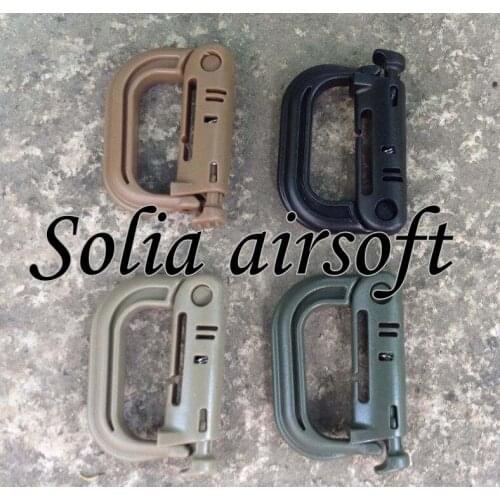 10pcs/lot carrying locking mountain key ring small D model Molle Hook Travel Kits Black/DE/Tan/Green