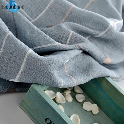 2019 Hot Sale Curtains Traditional Chinese New Design Sheer For Living Room Checkerboard Simple Bedroom Print Plaid Tulle Drap