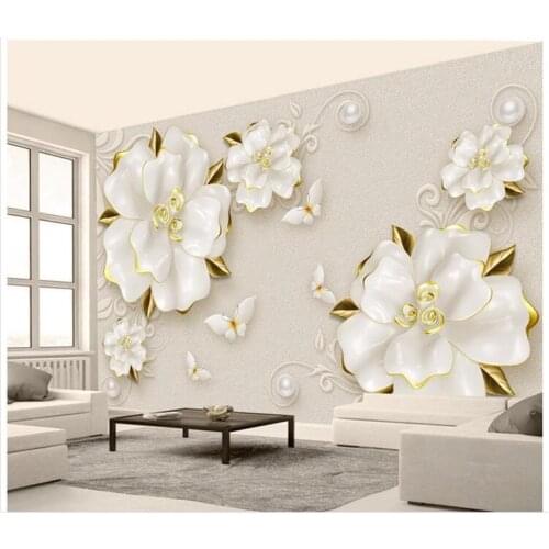 Custom 3d wallpaper for walls 3 d wall murals wallpaper HD 3D Stereo Relief Rose Beige Jewelery Background Wall paper home decor