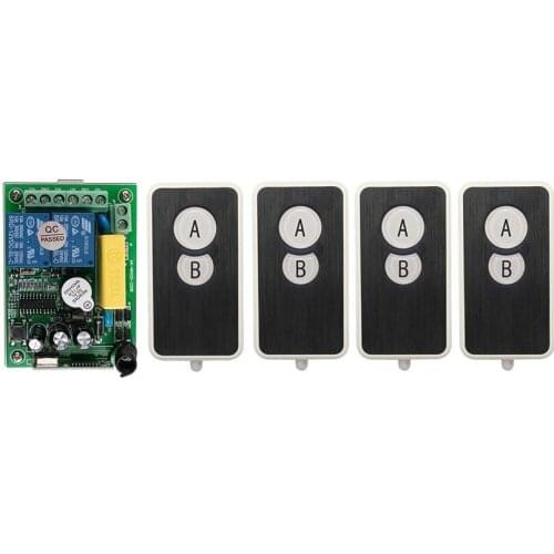 AC220V 2CH Wireless Remote Control Switch System 4* Ultra - thin acrylic Transmitter+ 1*Receiver for Appliances Gate Garage Door