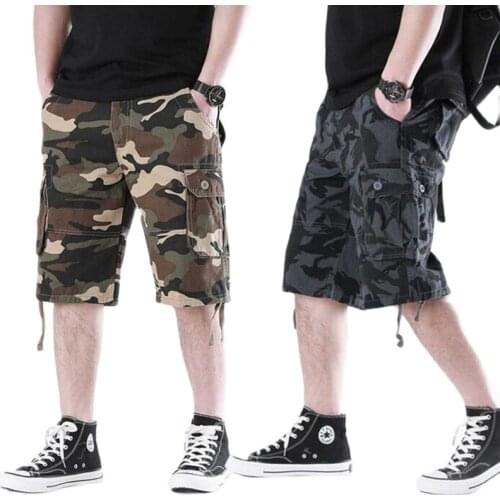 Summer Mens Camouflage Camo Cargo Shorts Casual Cotton Baggy Multi Pocket Army Military Plus Size 44 Breeches