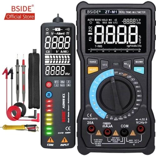 BSIDE ZT-M1 Auto/Manual Digital Multimeter EBTN Triple Display 8000 Counts Battery Test Voltage VFC Square Wave Output Tester