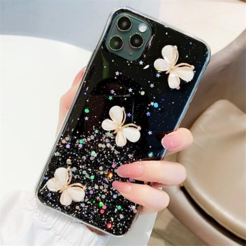 Glitter Bling 3D butterfly Phone Case For iPhone XR Coque For iphone 11 Pro max 6 6S SE 2020 7 Plus 8 plus X XS max cover fundas