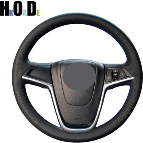 Black Artificial Leather Hand-stitched Car Steering Wheel Covers Wrap for Opel Astra (J) 2010-2015 Ampera 2012 Zafira Tourer