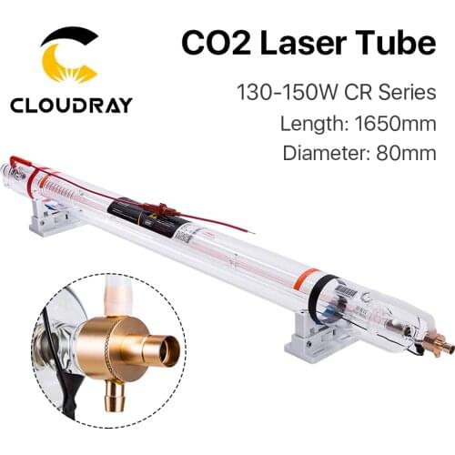 Cloudray CR130 130-150W CR Series CO2 Laser Tube Length 1650mm Dia.80mm Upgraded Metal Head Glass Pipe for CO2 Laser Machine
