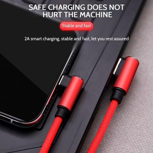 Double Elbow Type-C USB Data Lline 90 Degree Mobile Phone Charging Line Nylon Braided Compatible for Huawei Xiaomi